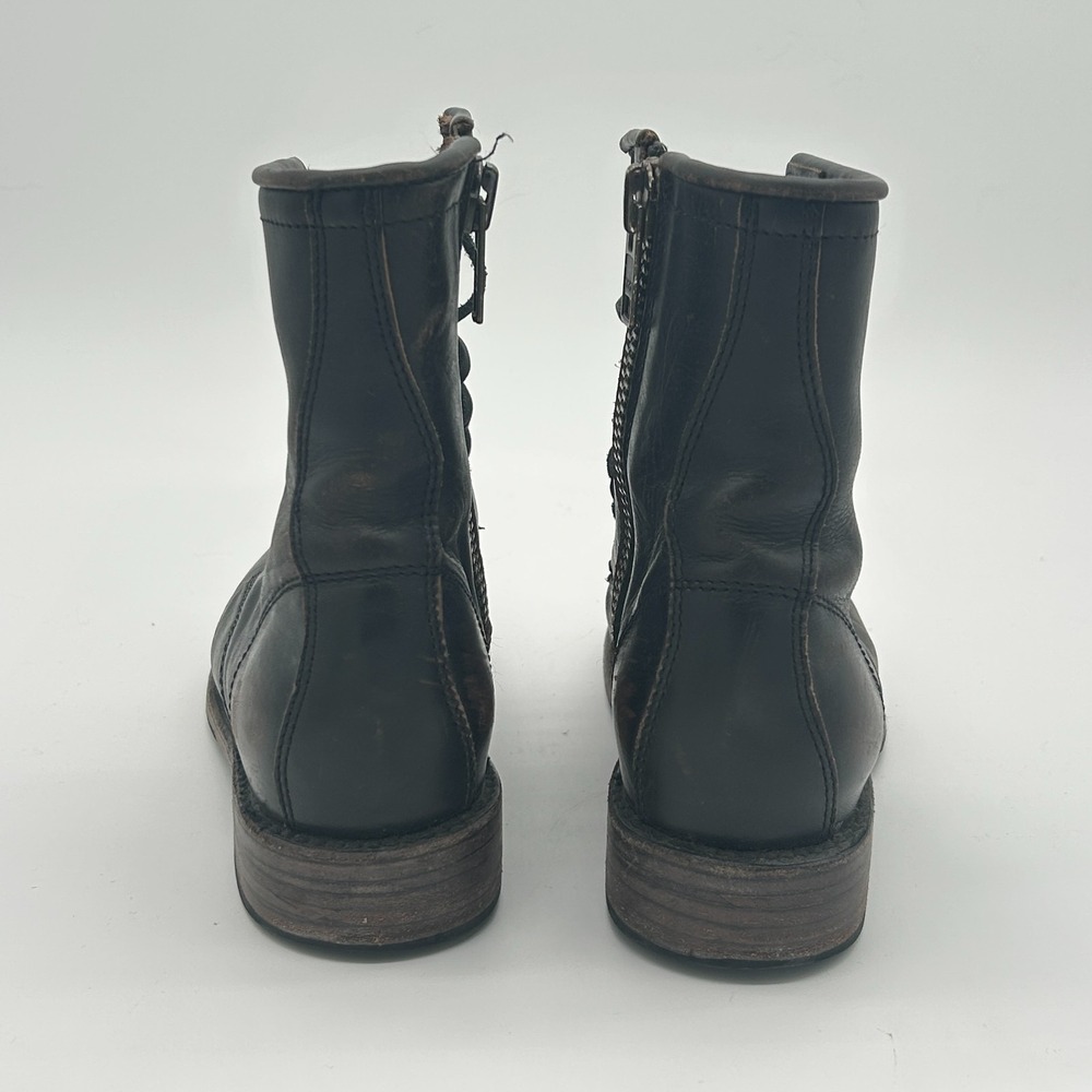 Freebird by Steven Manchester Black Leather Combat Boots Womens 8 Lace Up Zip - Picture 4 of 8